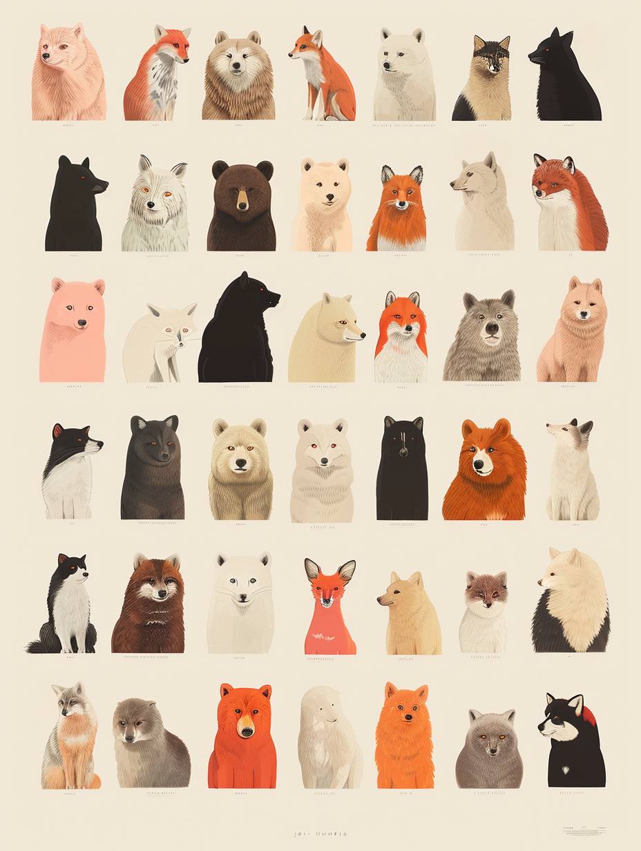 Knolling style array of bear hug icons by Jiro Kuwata
