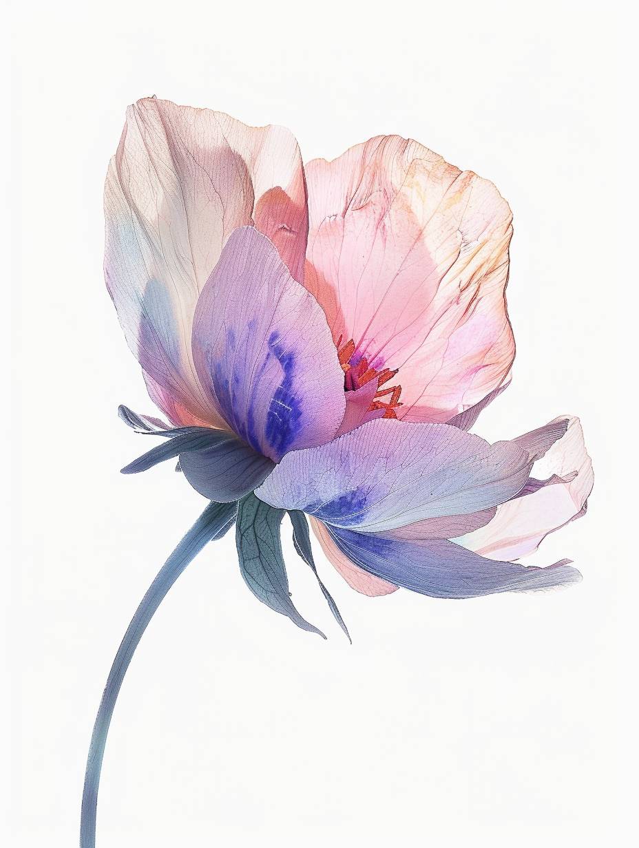A pastel flower, isolated on a white background.