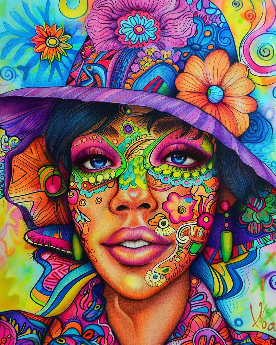Superfragalisticexpialidocious woman, colorful funk art