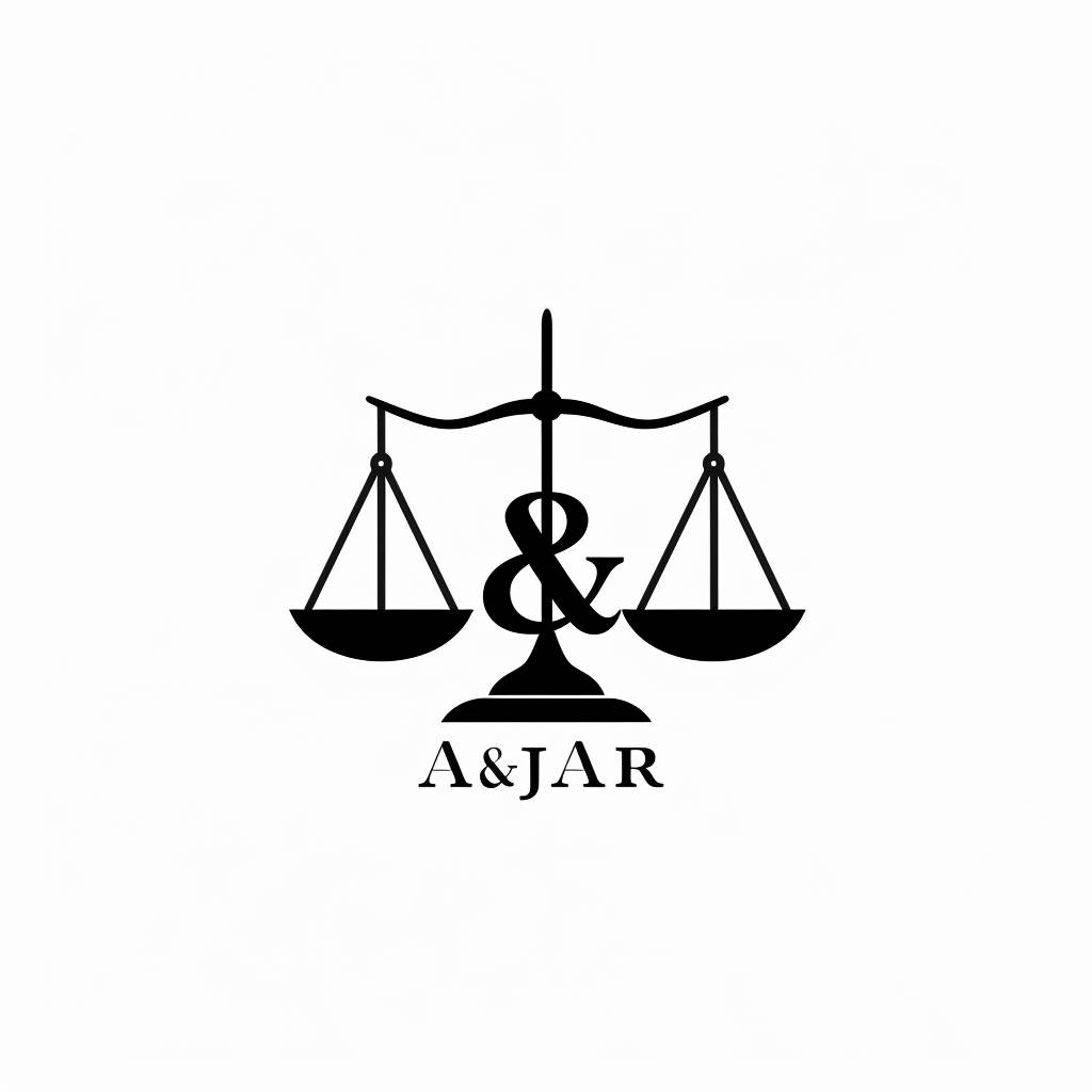 Logo for a law firm with the scales of justice above the letters 'A&A', black text on white background, designed by Rob Janoff.