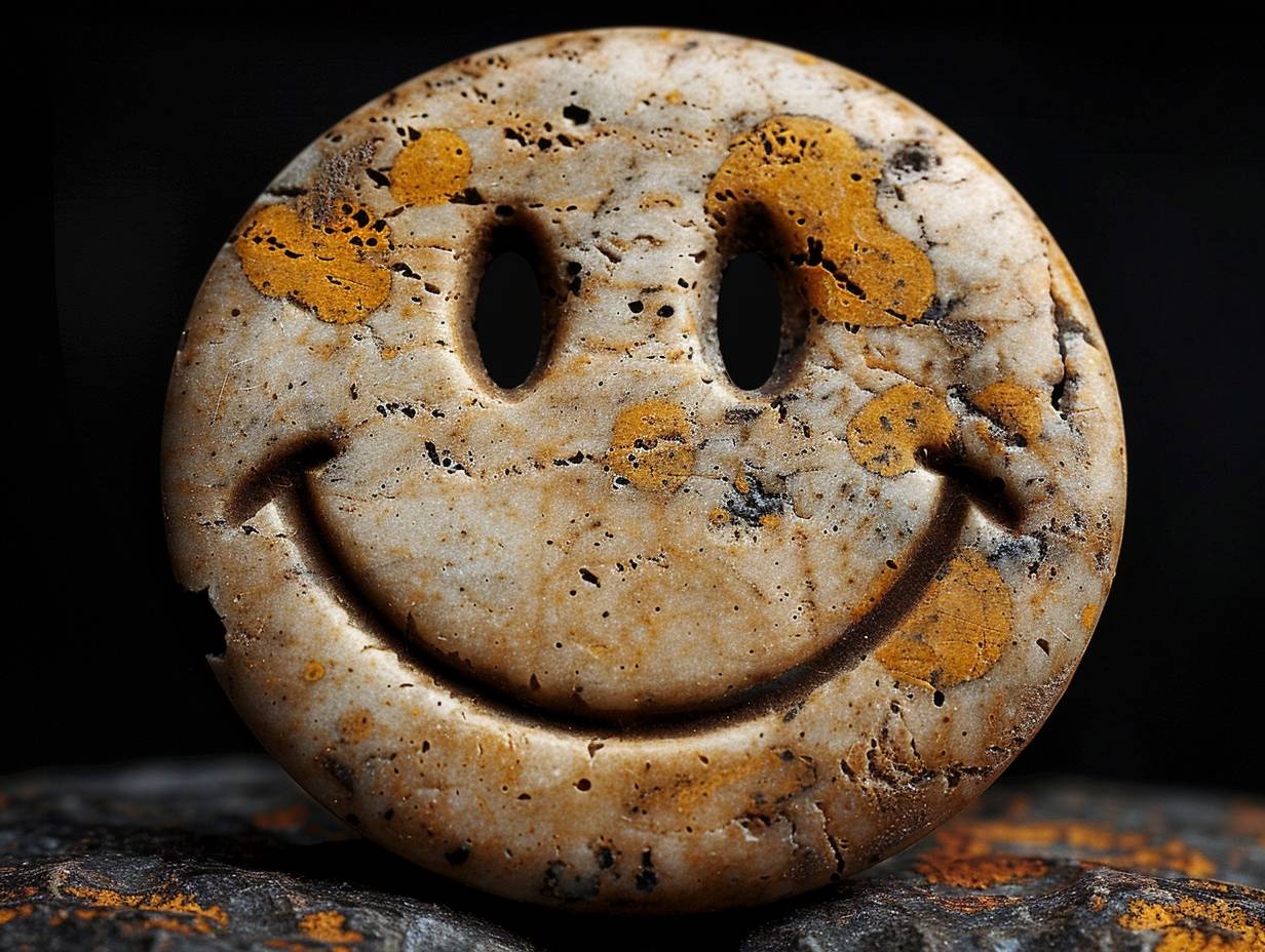 Happy white smiley face, black background