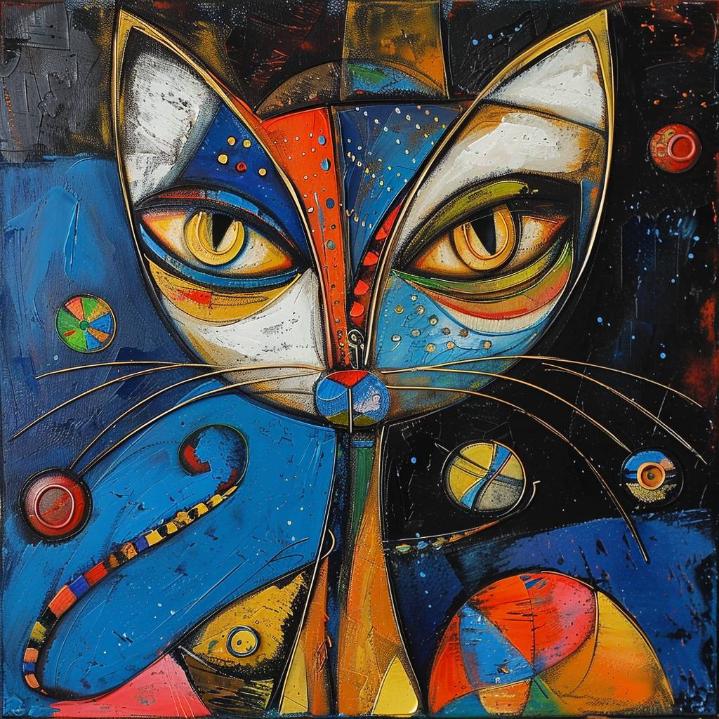 Feline animal painting in the style of Konstantin Melnikov