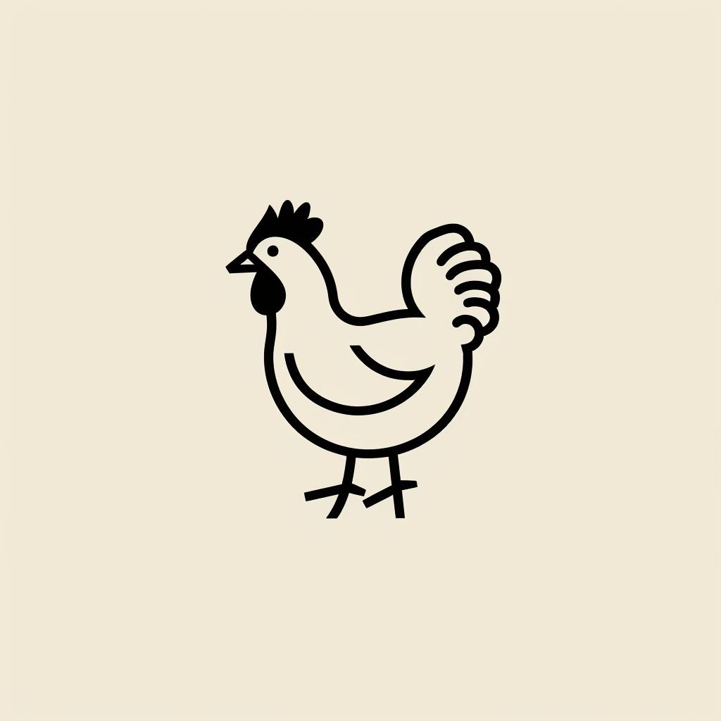 Simple minimal logo of chicken, style of Pablo Picasso – no letters font
