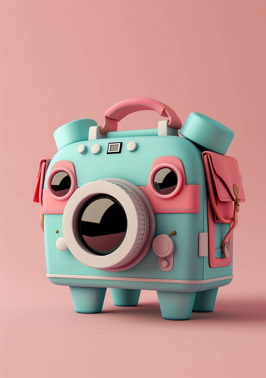 3D illustration, journalist icon, camera, colorful, cute, high-quality