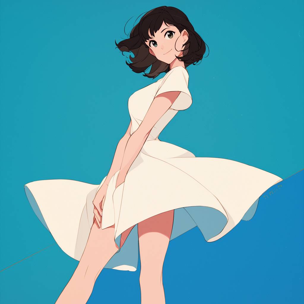 Haruko Akagi wearing a dress, with a 3D Pixar and Disney style, standing against a simple clean background.