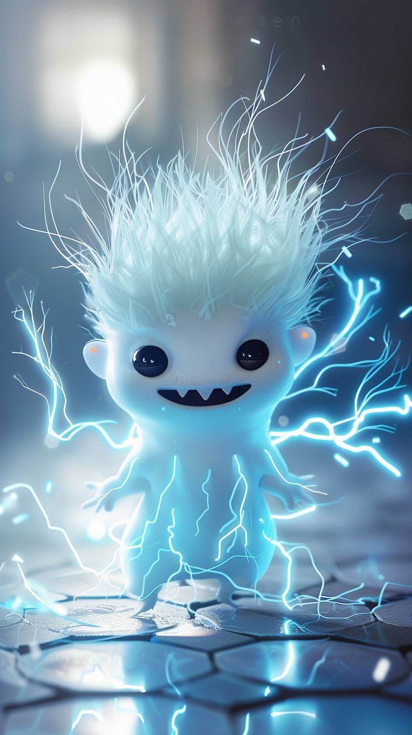 a cute electric ghost character, pixar style