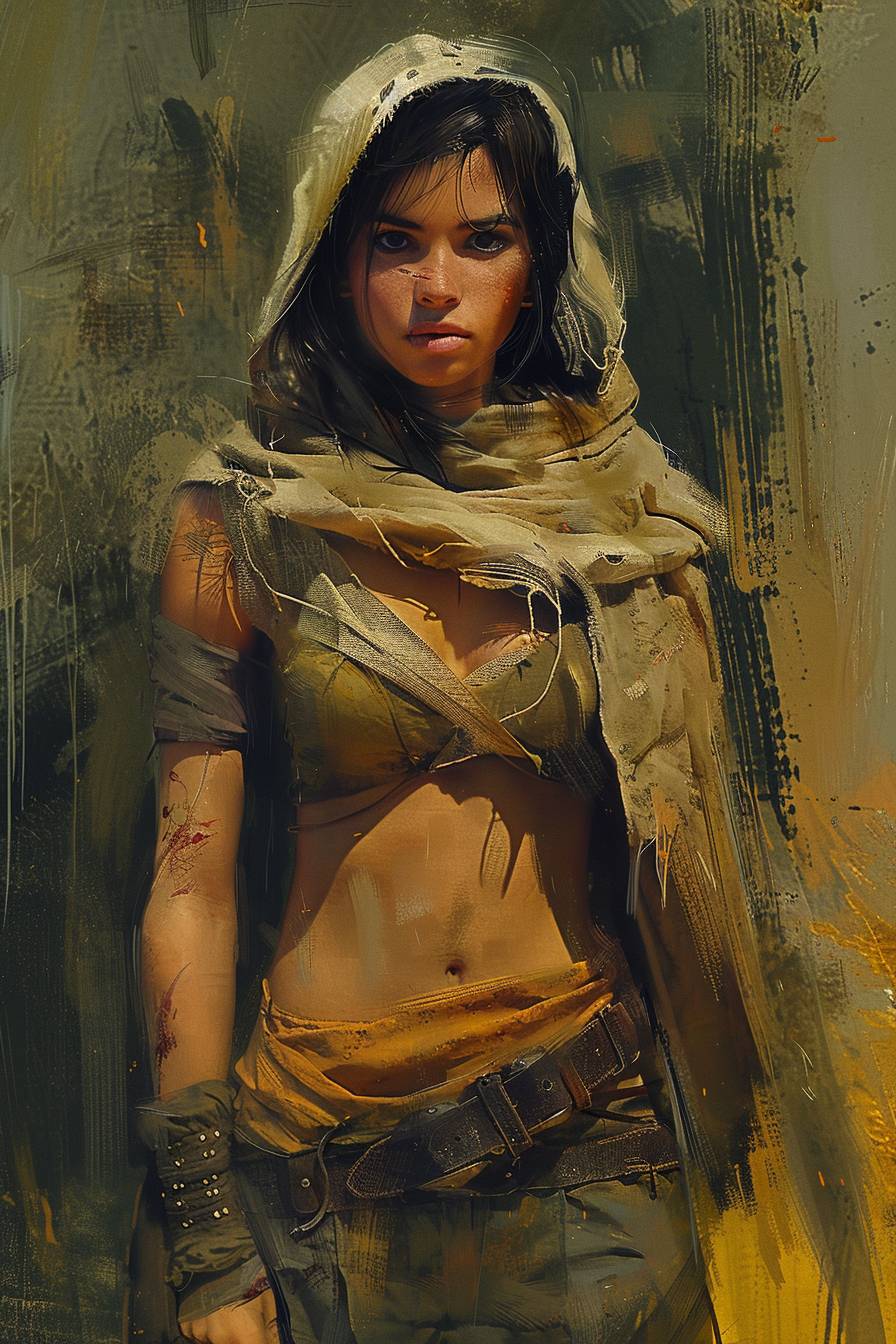 In style of Craig Mullins, character concept design, half body