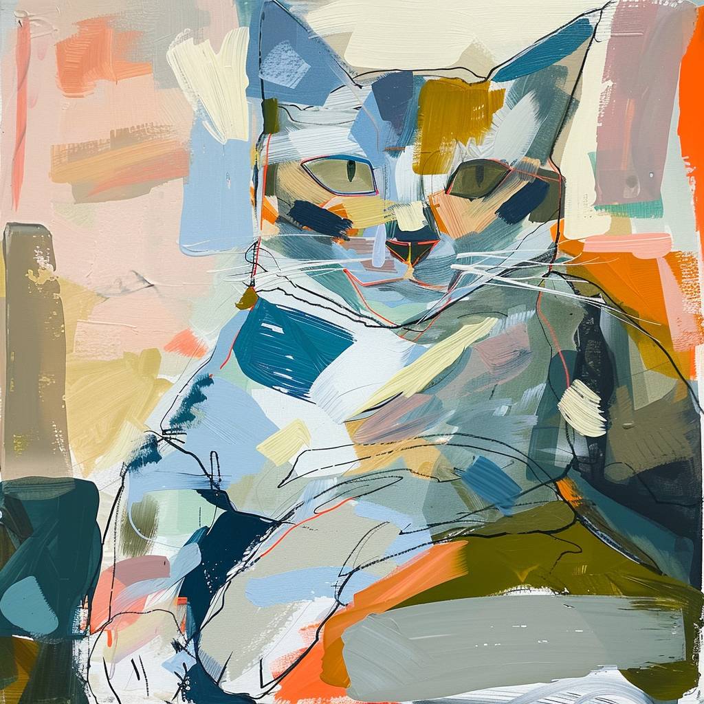 エイミー・シルマンのスタイルで描かれた猫科動物の絵