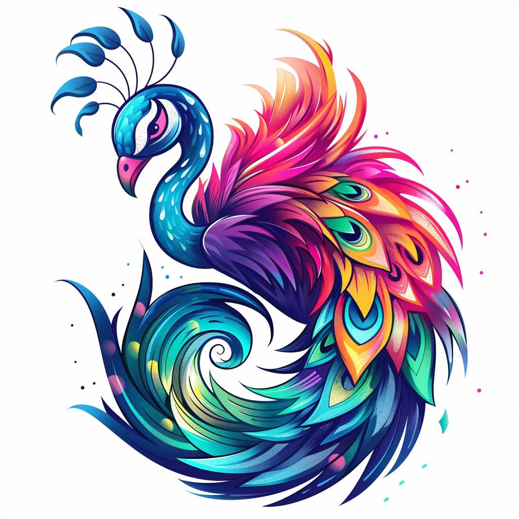 Peacock logo, white background, feathered dragon peacock, high definition, logo design, e-sports, gamer