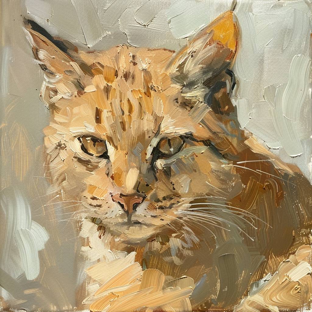 セシリア・ボーゾのスタイルで描かれた猫の動物の絵