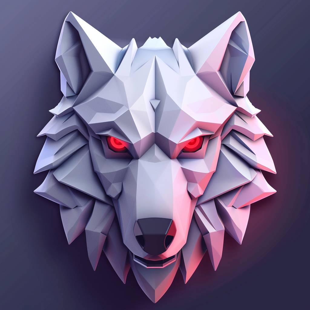 Wolf head, front view, application, clean UI icon app logo 3D
Esports logo