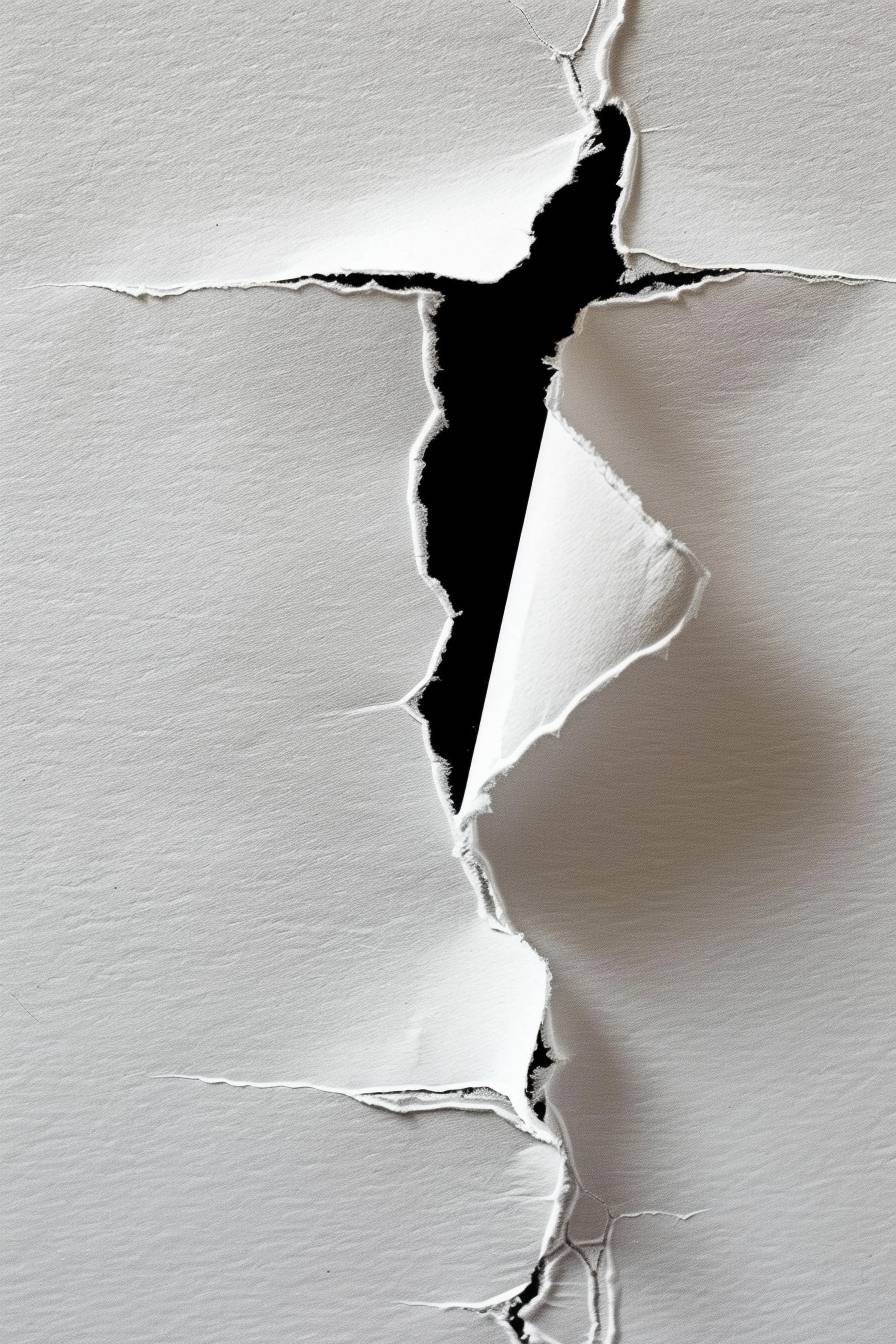 a smooth white paper is torn from the top
