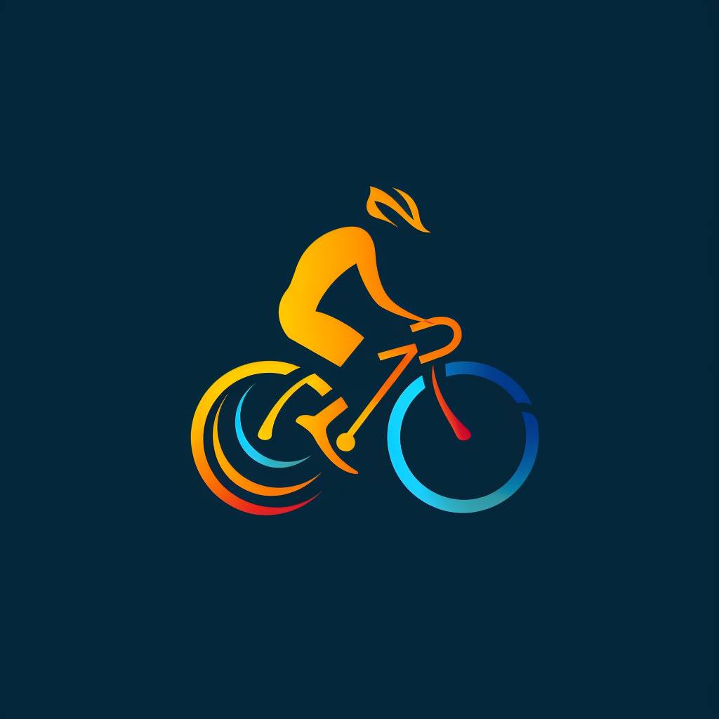 A cycling logo, symbolizing connection, with connotation and cultural attributes. It features a simple, flat, textured design with a modern art style. It is youthful, bright, colorful, with a blue tone, suitable for the pharmaceutical industry.