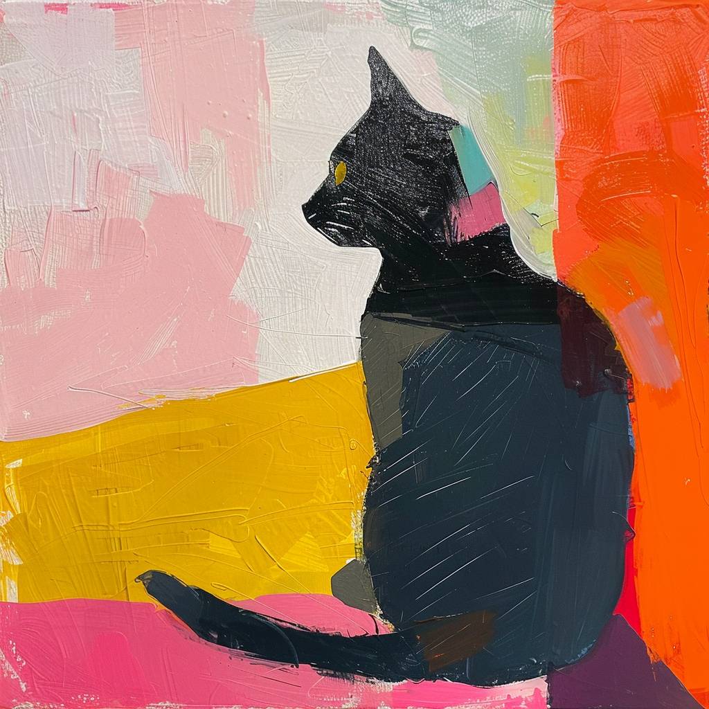 Feline animal painting in the style of Anne Truitt