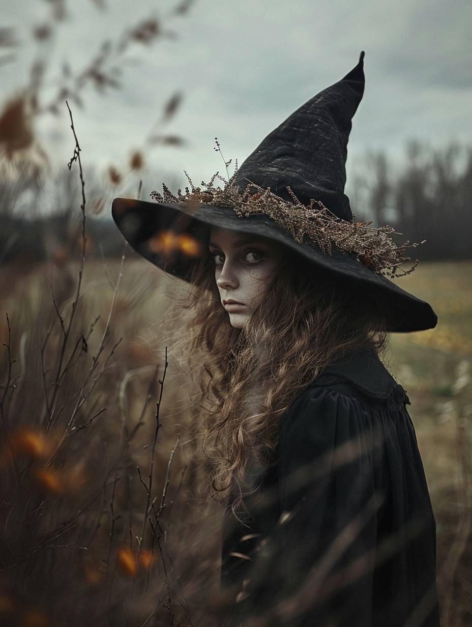 Witch, surreal style of conceptual photography, muted palette