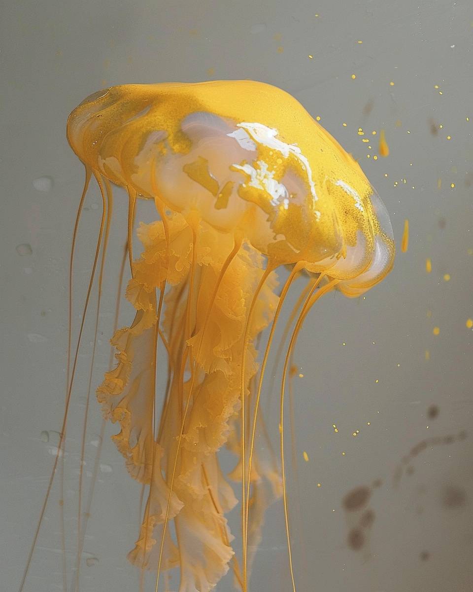 Close-up photo of jellyfish, bright yellow to orange gradients