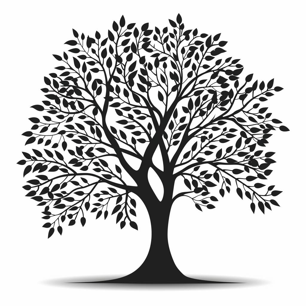 Simple black vector illustration of a family tree - no frames, furniture, mockup, text, typography, watermark, human, people