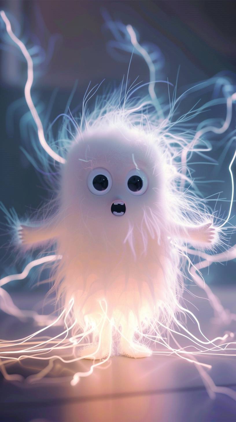 a cute electric ghost character, pixar style