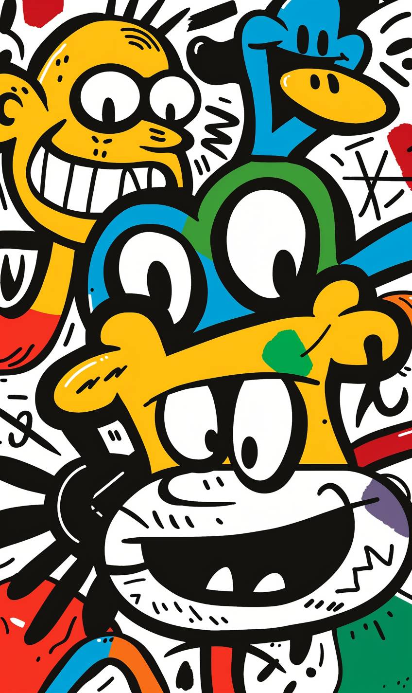 Keith Haring風のカートゥーンキャラクターの抽象的なベクターイラスト