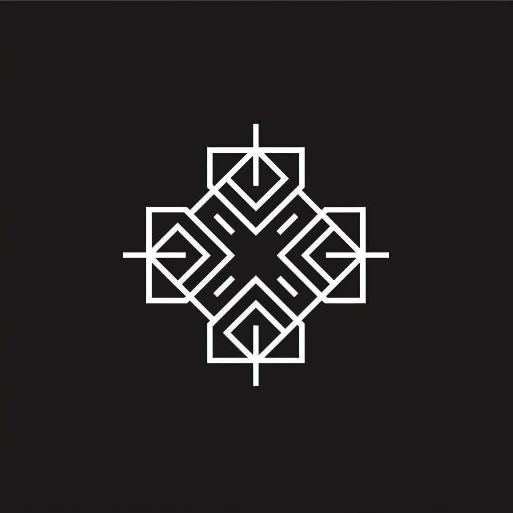 Minimalistic linear logo design, black and white, blank background