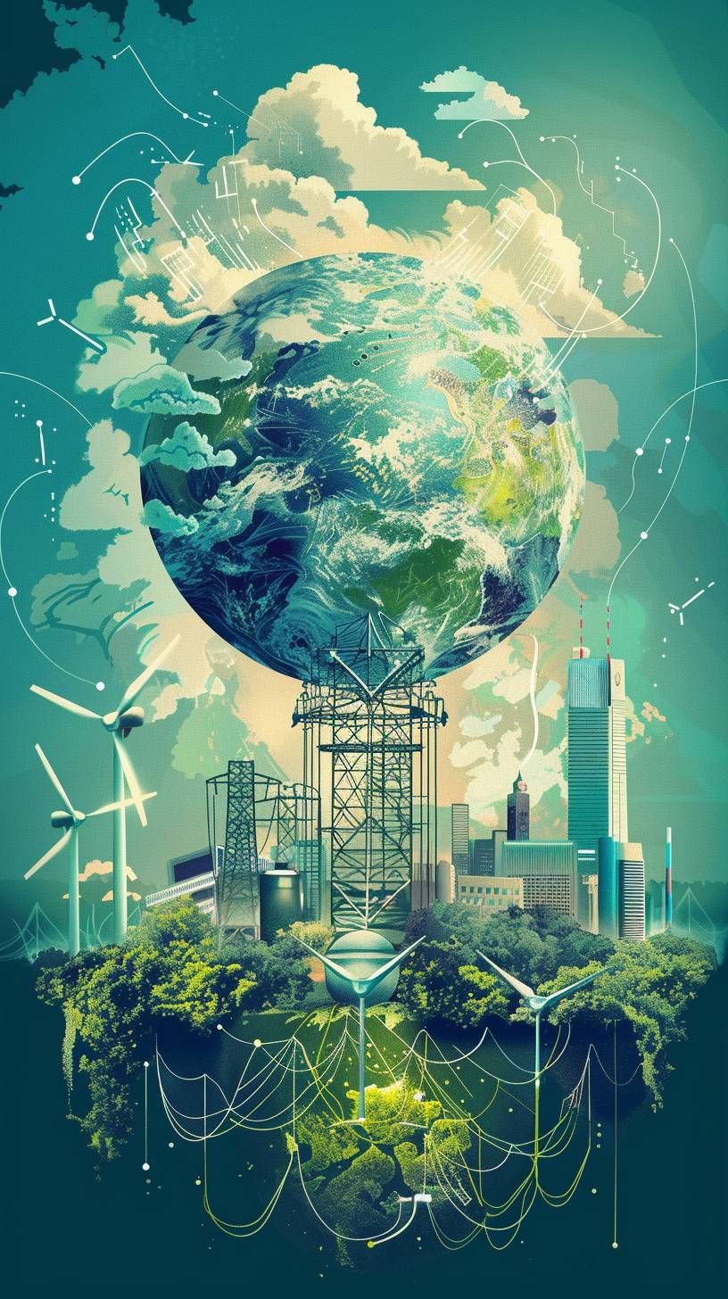 Save the World Graphic Design Poster Saving Energy--ar 9:16--v 6.0