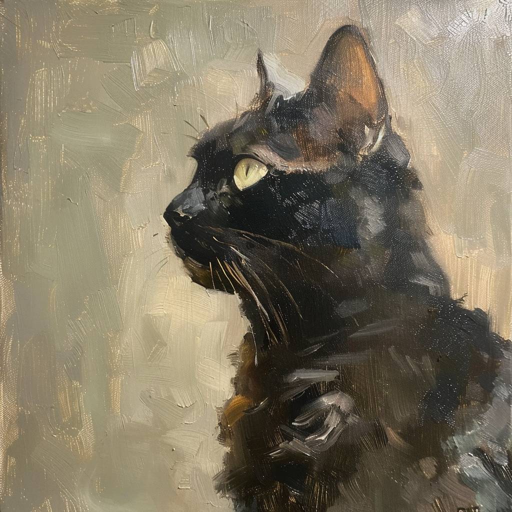 feline animal painting in style of Cecilia Beaux