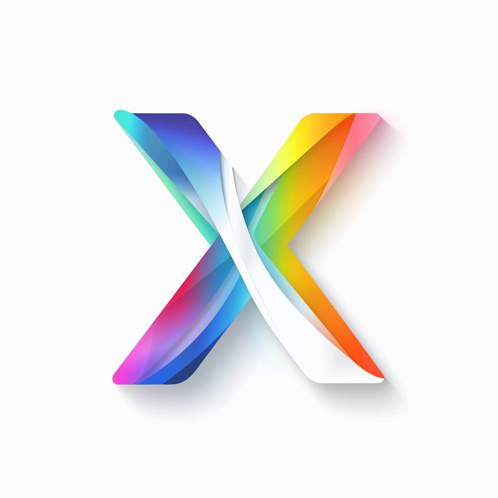 Resolution 8k, logo rainbow colorful abstract white background soft shadows letter X