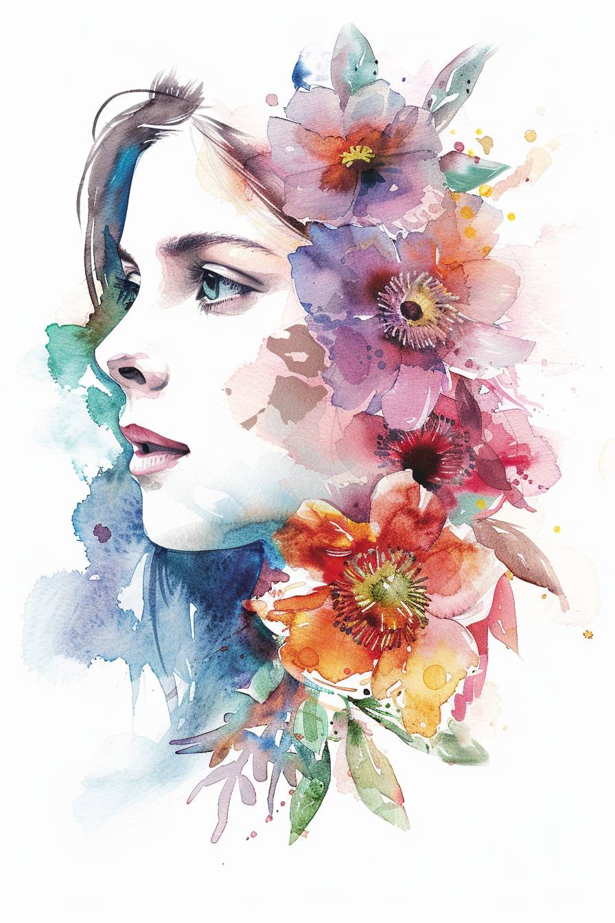 Watercolor [Subject], clipart, muted colors, white background