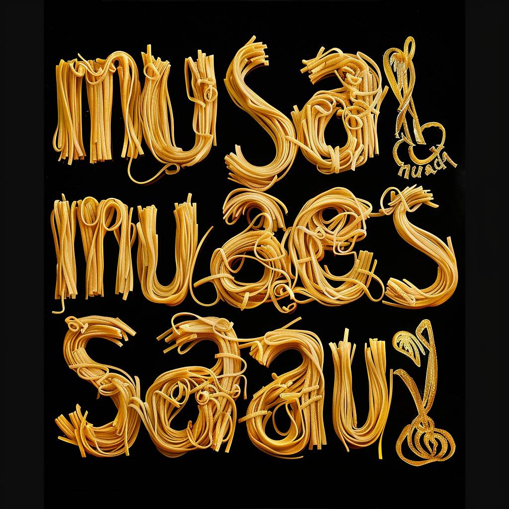 Text "musesai" made of noodles --stylize 35 --v 6.0