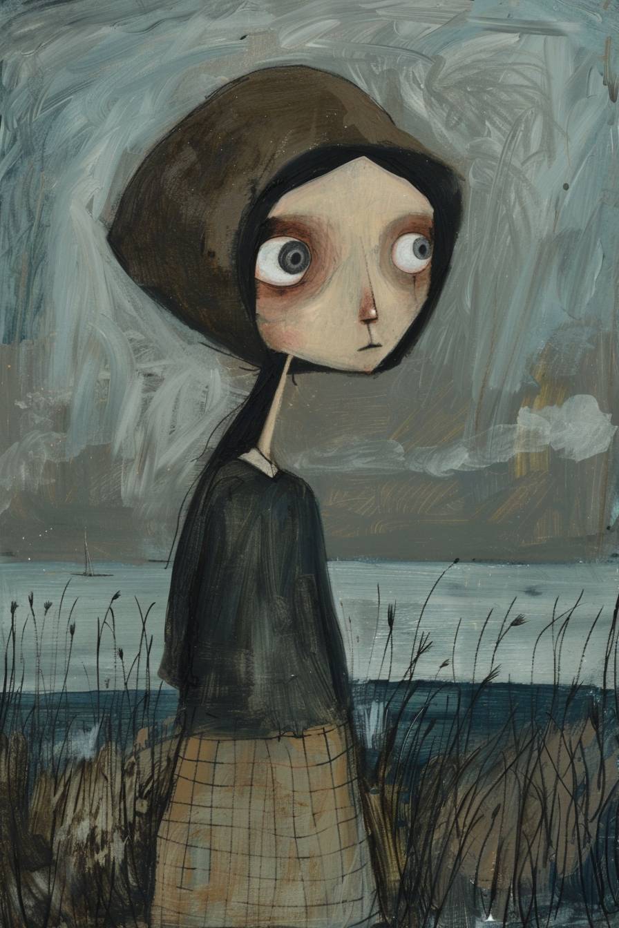 Character concept design in the style of Gary Bunt, half body