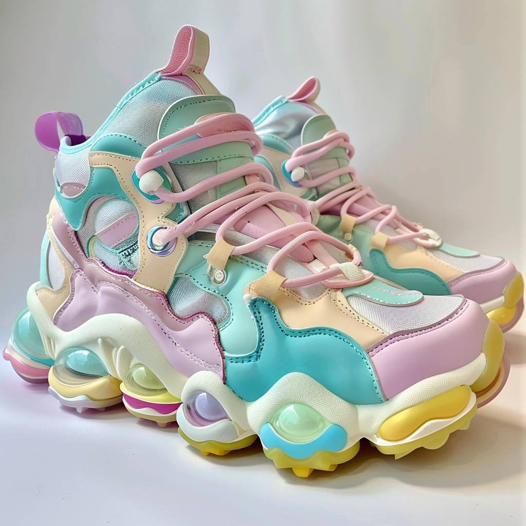 Super stylish surreal sneakers with a soft color palette