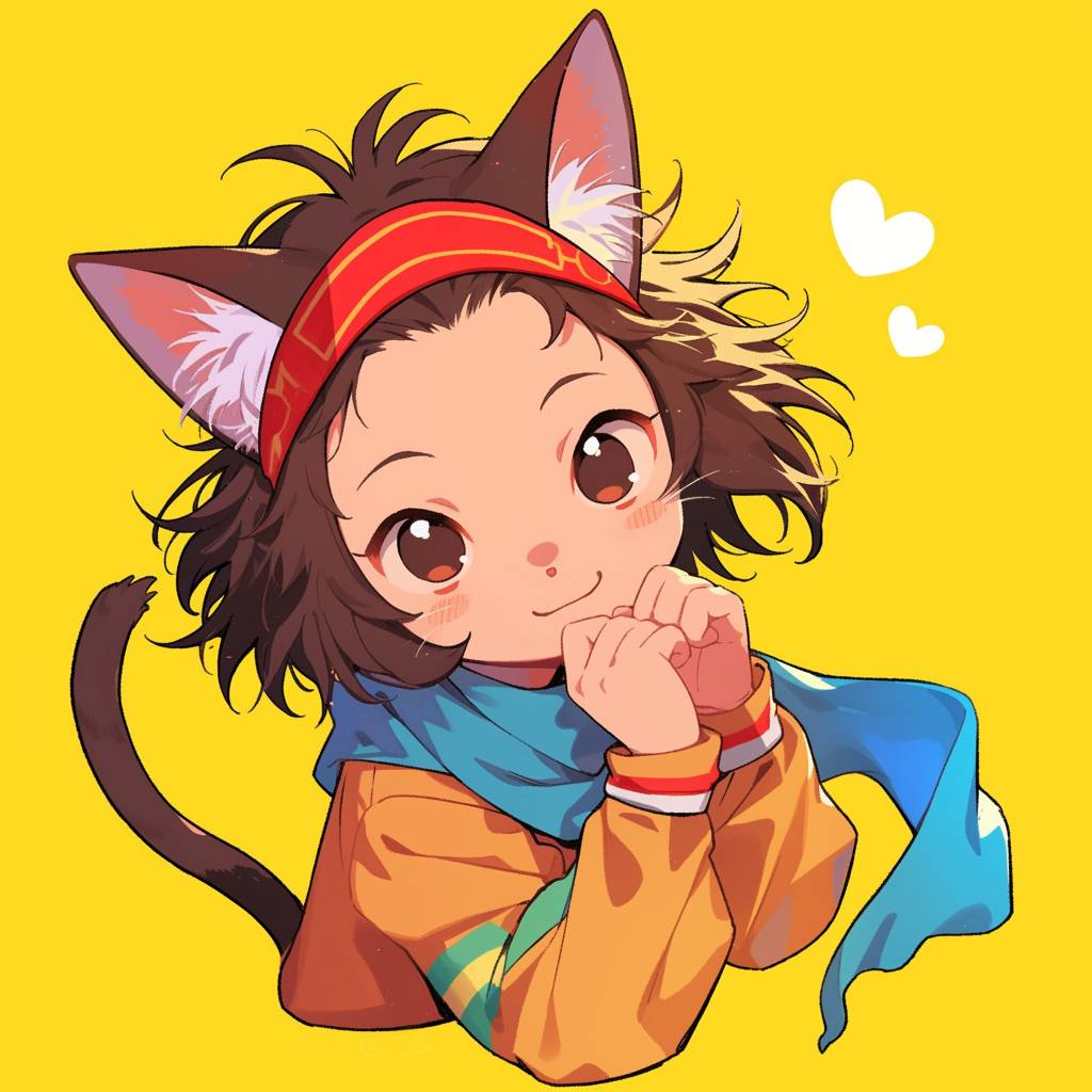 Cute Tekkonkinkreet cat in Chibi anime style