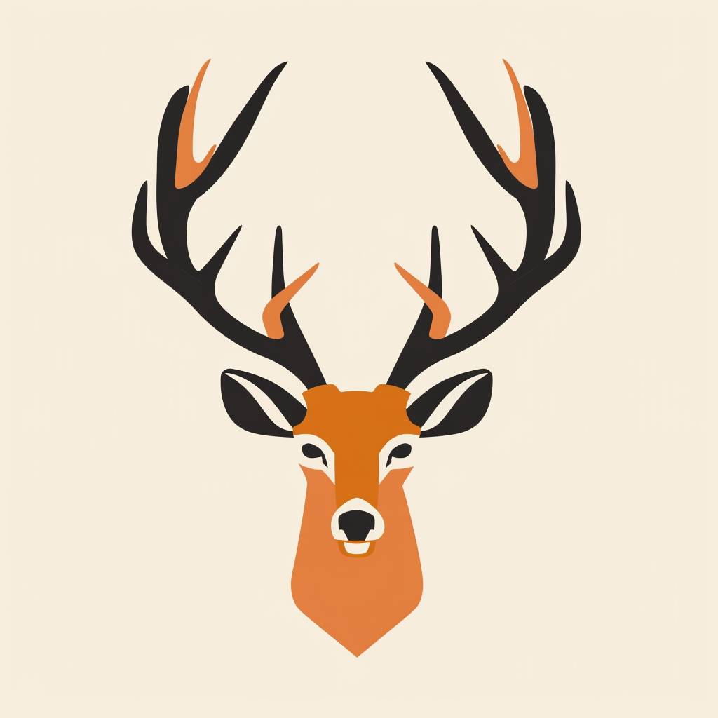 Flat vector logo of deer head, minimal graphic, by Sagi Haviv