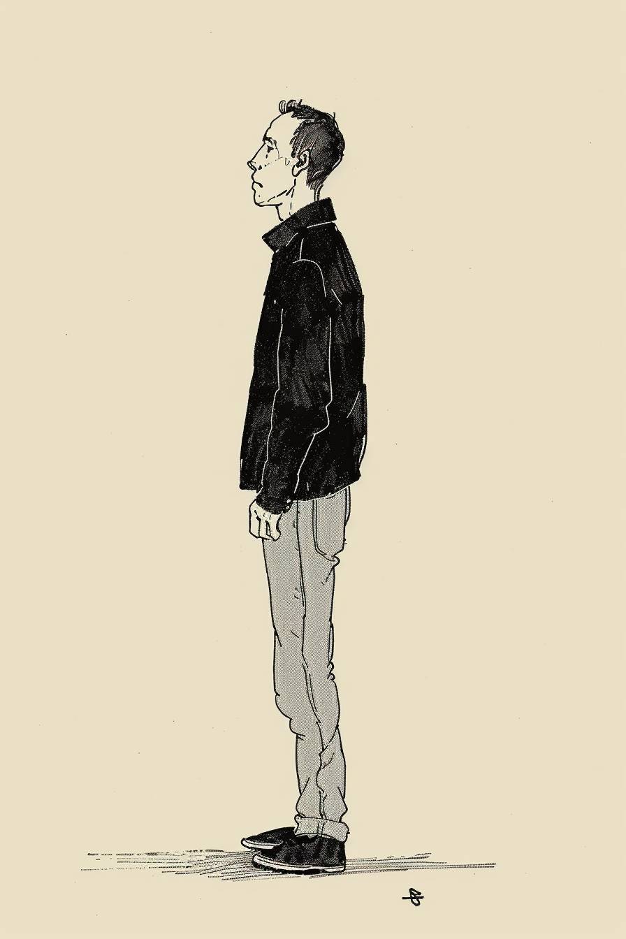 In the style of Alessandro Gottardo, character, ink art, side view