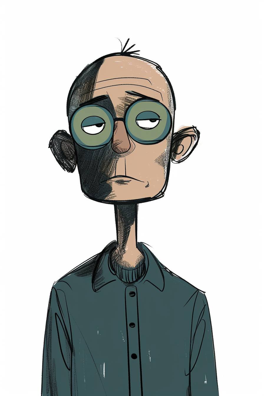 Character concept design in the style of Jean Jullien, half body
