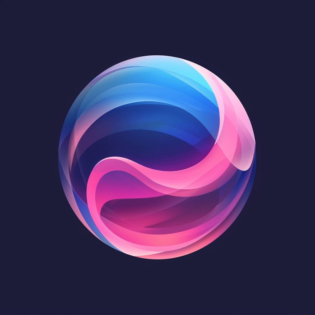 A minimalistic logo for Sculptor, stylized sphere with an aura effect set against a dark background. The sphere is rendered in shades of blue and pink, evoking feelings of creativity and passion. The aura effect adds a touch of mysticism and ethereal quality. The overall design is clean and modern, with a focus on negative space and a sense of balance and harmony. The sphere represents unity and completeness, while the color choice suggests a sense of artistry and originality. The dark background highlights the sphere and aura, making the logo striking and memorable