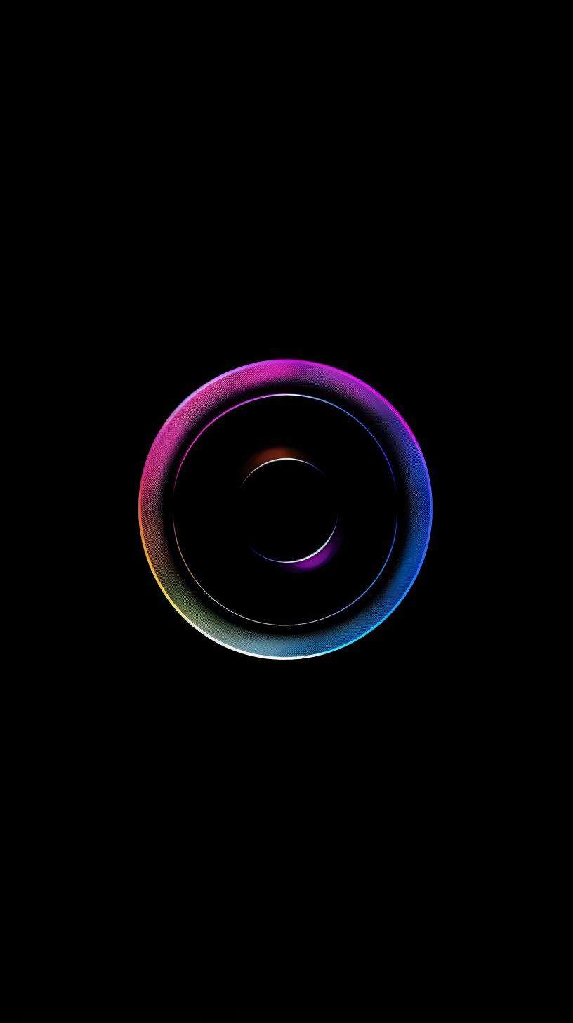 Colorful ring logo, vibrant colors, sleek design, black background, high resolution, digital art, minimalist style