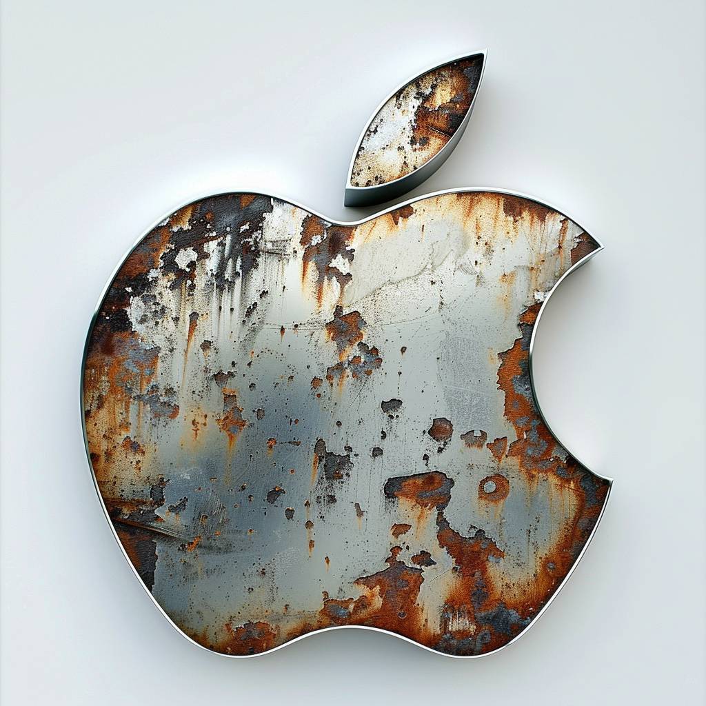 Metal Apple logo, white background