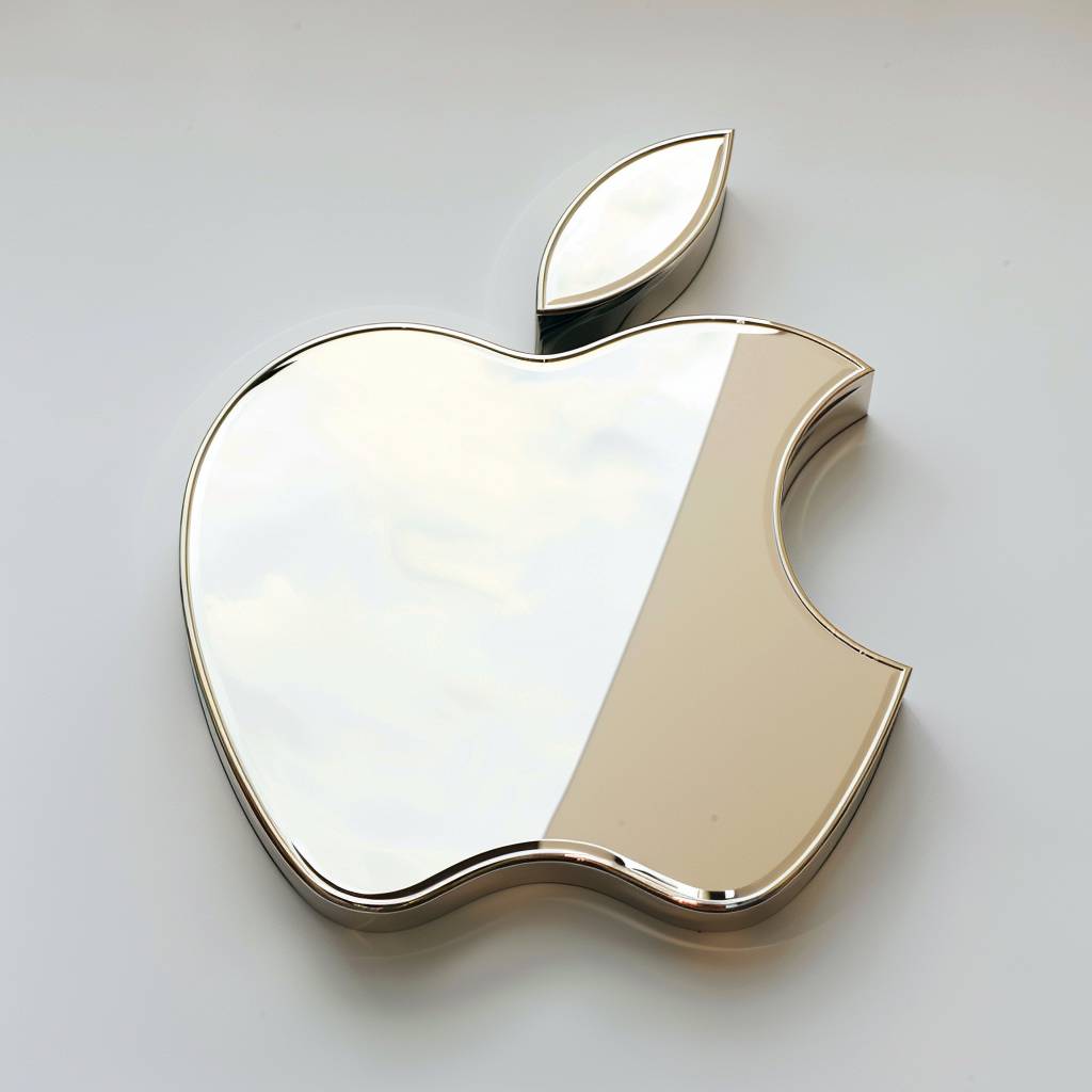 Metal Apple logo, white background