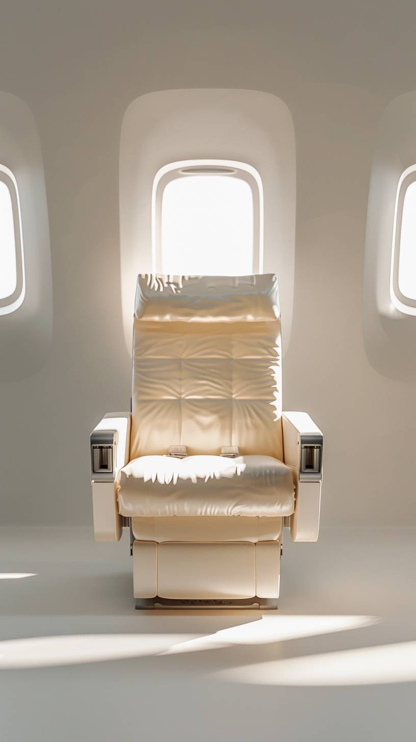 Airplane chair style of cotton, white background, white light