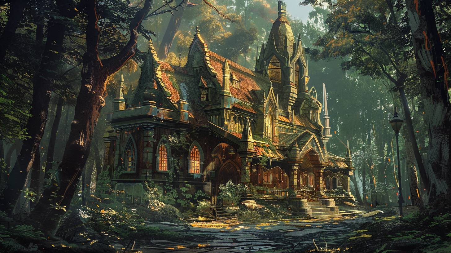 FANTASY Relief Center in the Forest, concept art, fantasy, digital painting, cinematic