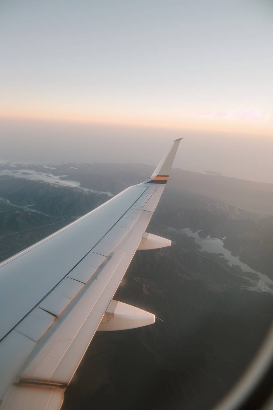 Landscape shot from an airplane window