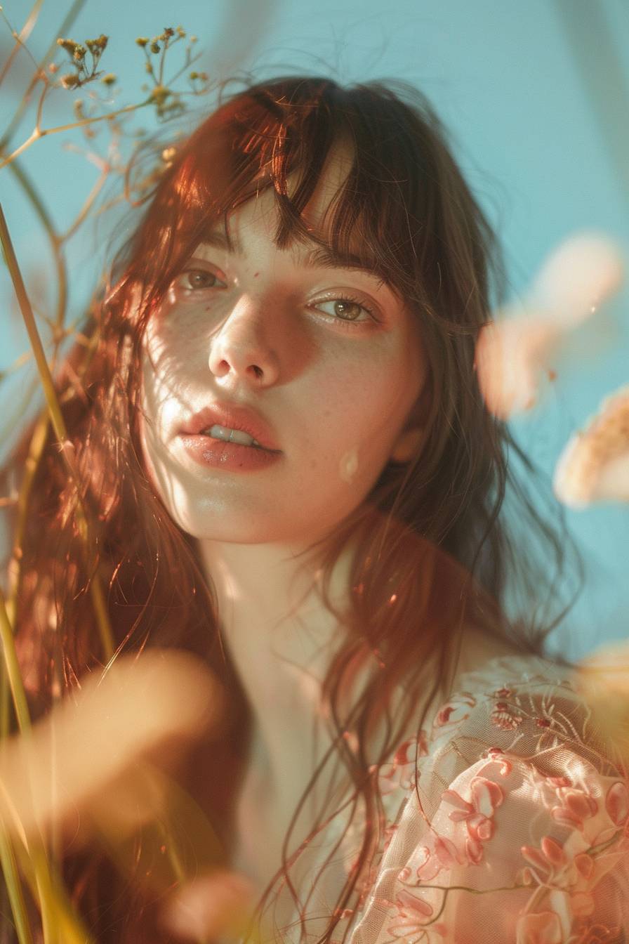 A dreamy portrait Photography of a [genre] [description], [attire], [background], [lighting] , pastel colors, taken with 35mm lens ar 2:3, aperture f 6.0