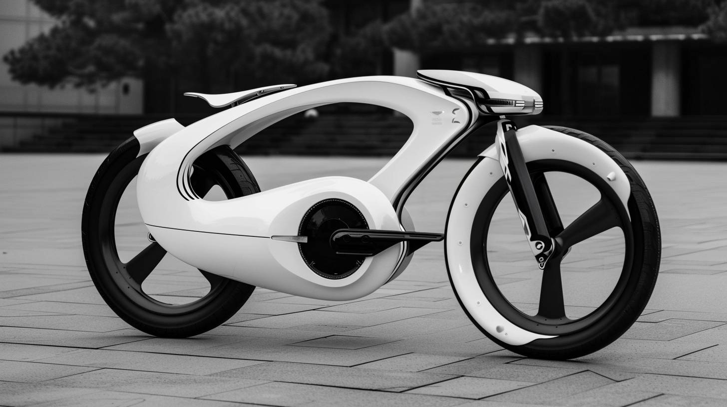 Product photo of a bicycle with futurism style