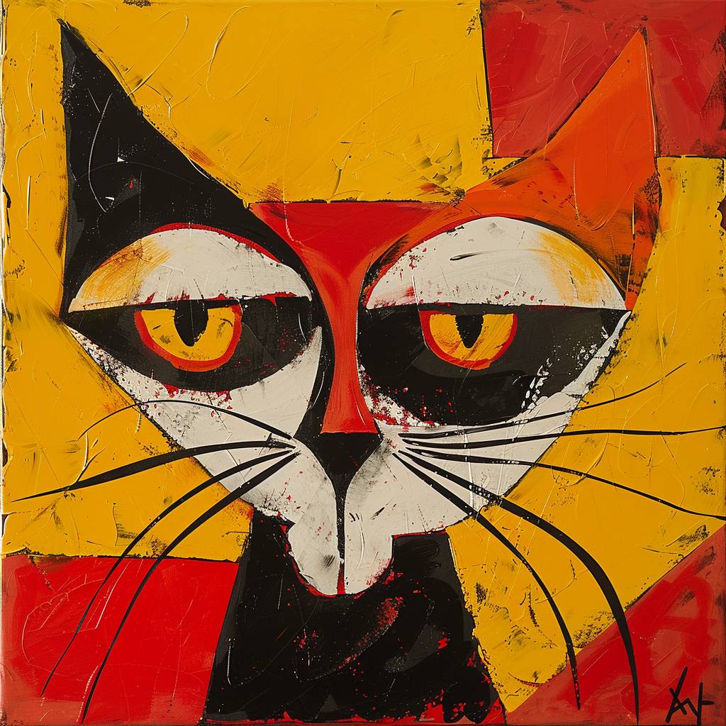 アレクサンダーカルダー風の猫科動物絵画