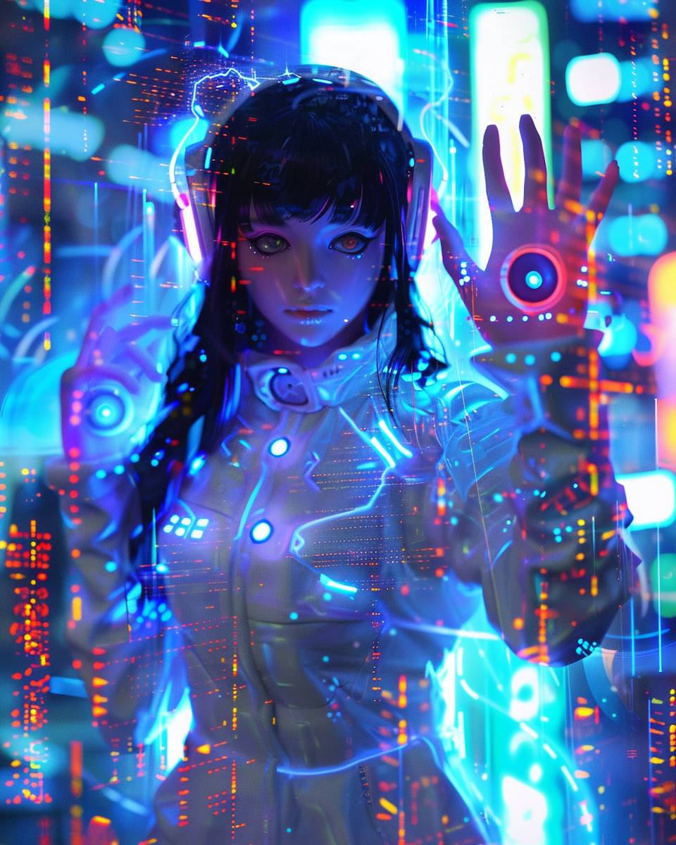 Anime artwork digital illustration hyperrealism polished pop art poster art psychedelic graffiti glowing neon matte background holographic acrylic art anime