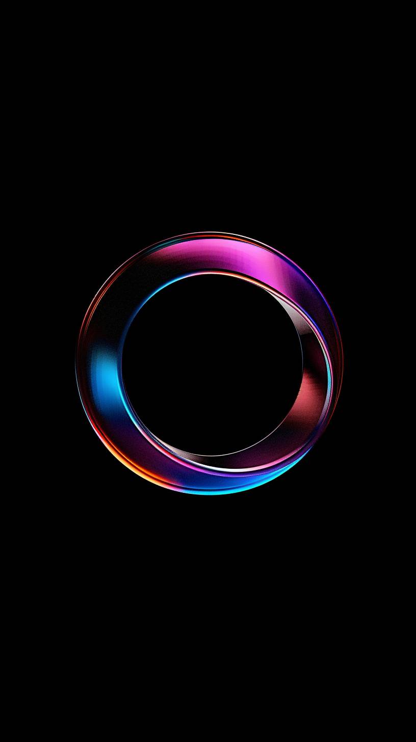 Colorful ring logo, vibrant colors, sleek design, black background, high resolution, digital art, minimalist style