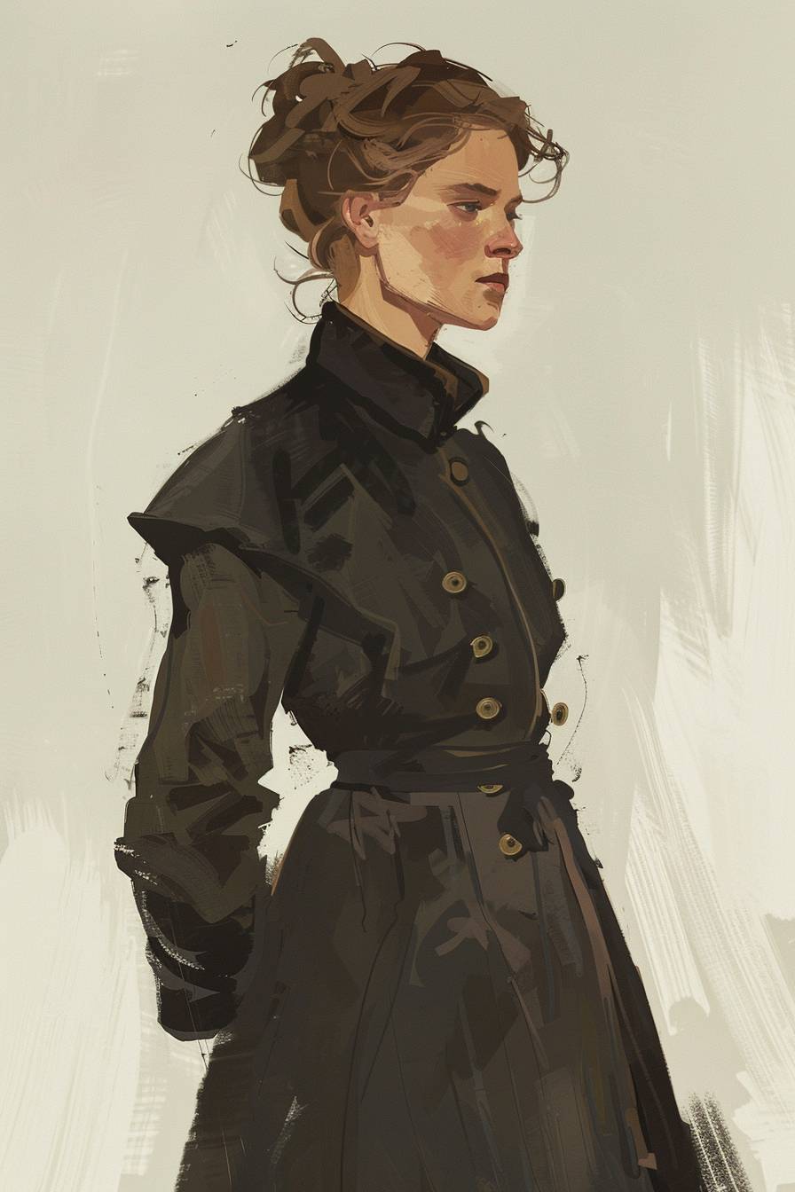 In style of Anna Ancher, character concept design, half body