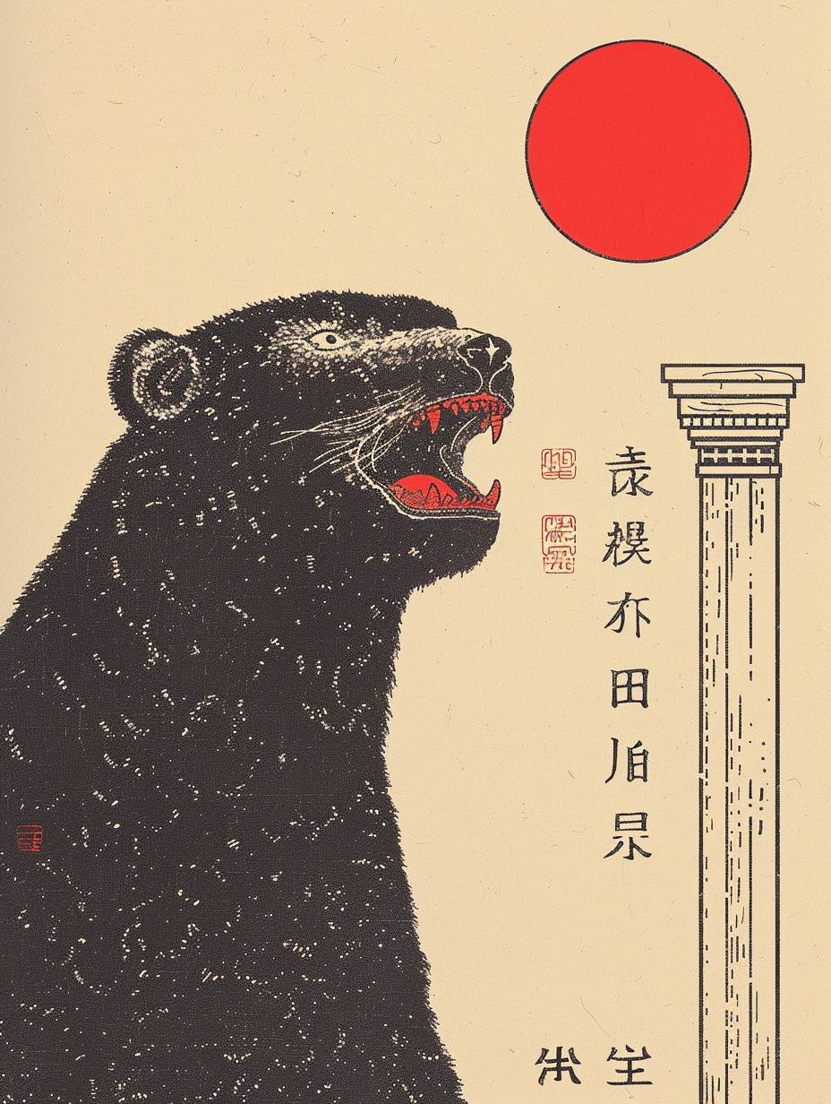 Knolling sun bear Tibet iconography icon by Jiro Kuwata