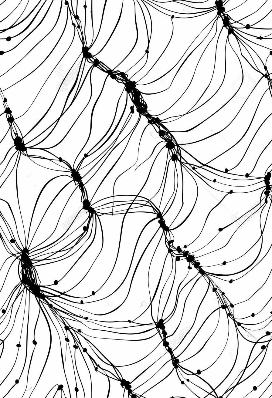 Simple line drawing of a fish net texture, black ink on white background, vector art, vector illustration